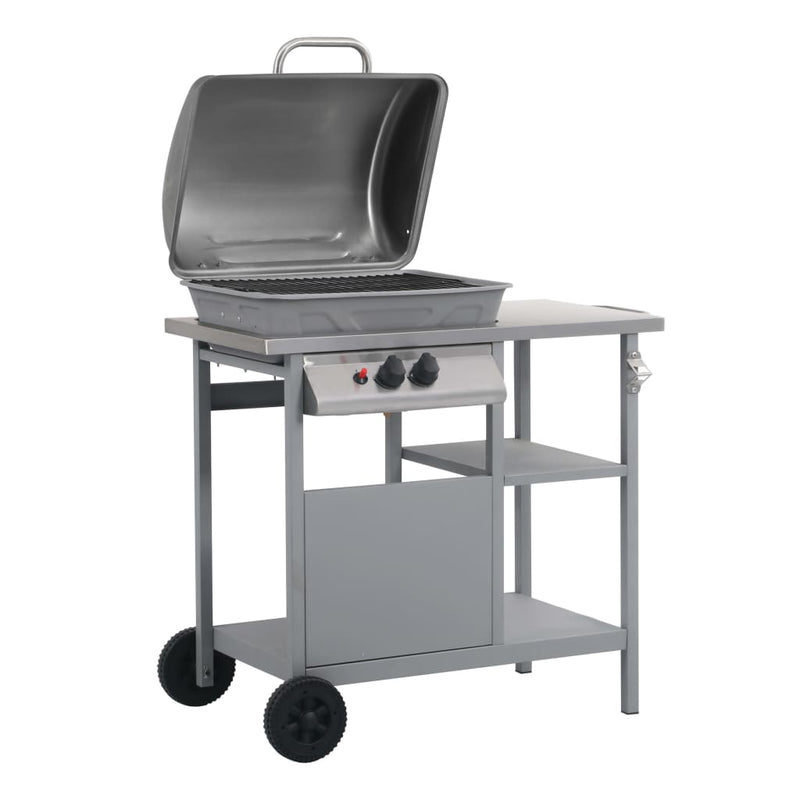 vidaXL ezüst gáz grillező 3 szintes kisasztallal