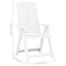 vidaXL 2 db fehér dönthető műanyag kerti szék