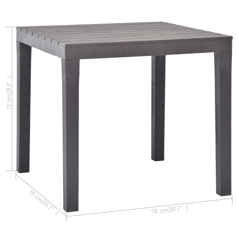 vidaXL kávészínű műanyag kerti asztal 78 x 78 x 72 cm