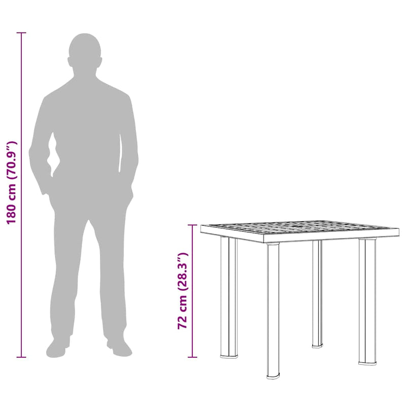 vidaXL zöld műanyag kerti asztal 80 x 75 x 72 cm