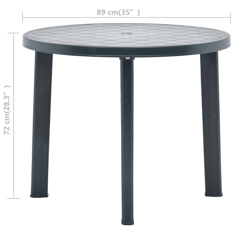 vidaXL zöld műanyag kerti asztal 89 cm