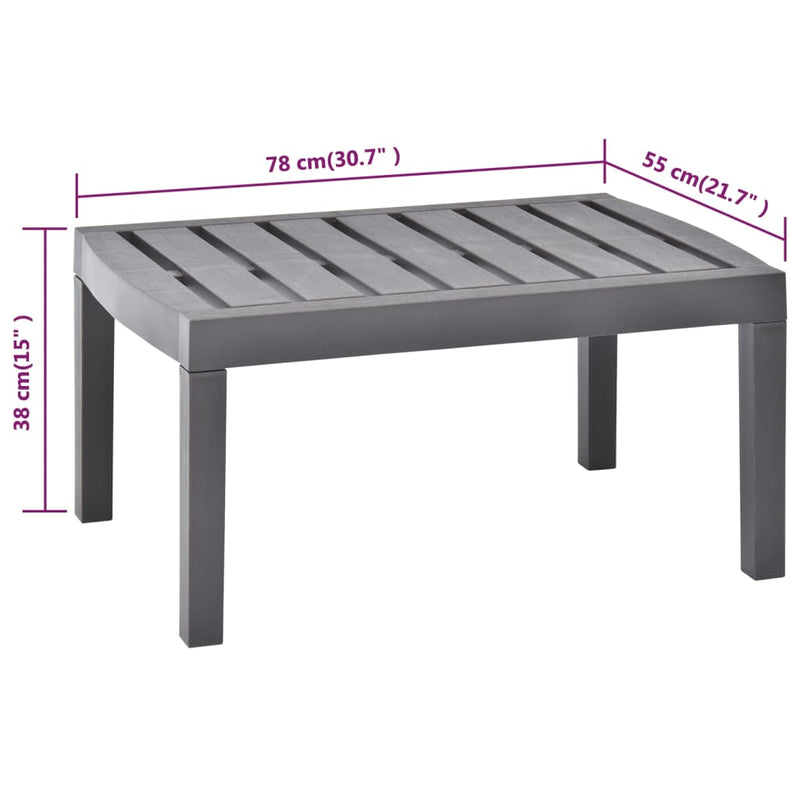 vidaXL mokka műanyag kerti asztal 78 x 55 x 38 cm