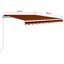 vidaXL narancssárga és barna kézzel kihúzható napellenző 350 x 250 cm