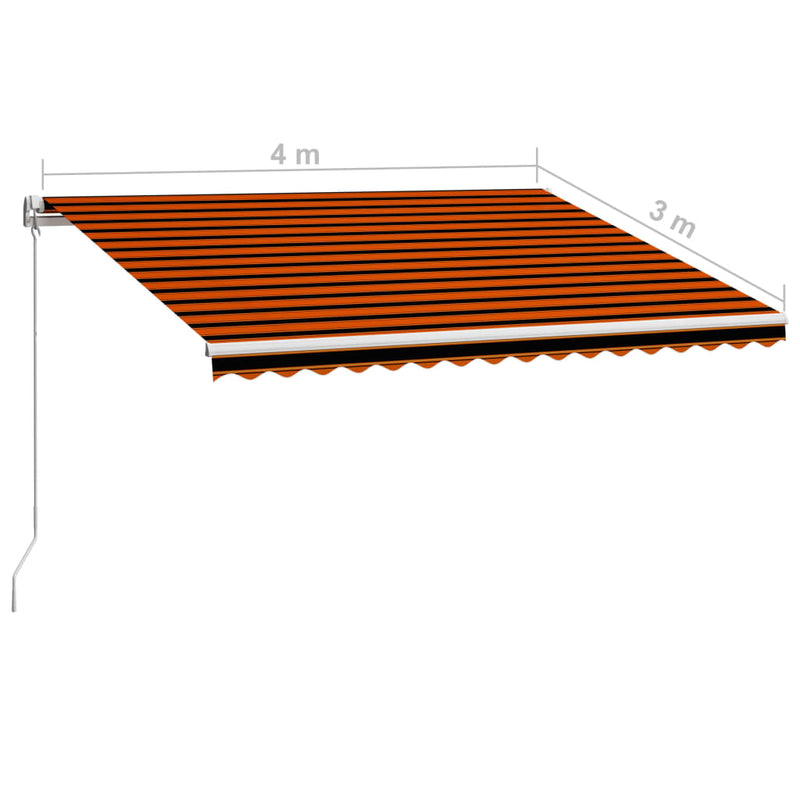 vidaXL narancssárga és barna kézzel kihúzható napellenző 400 x 300 cm