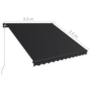 vidaXL antracitszürke kézzel behúzható napellenző 350 x 250 cm