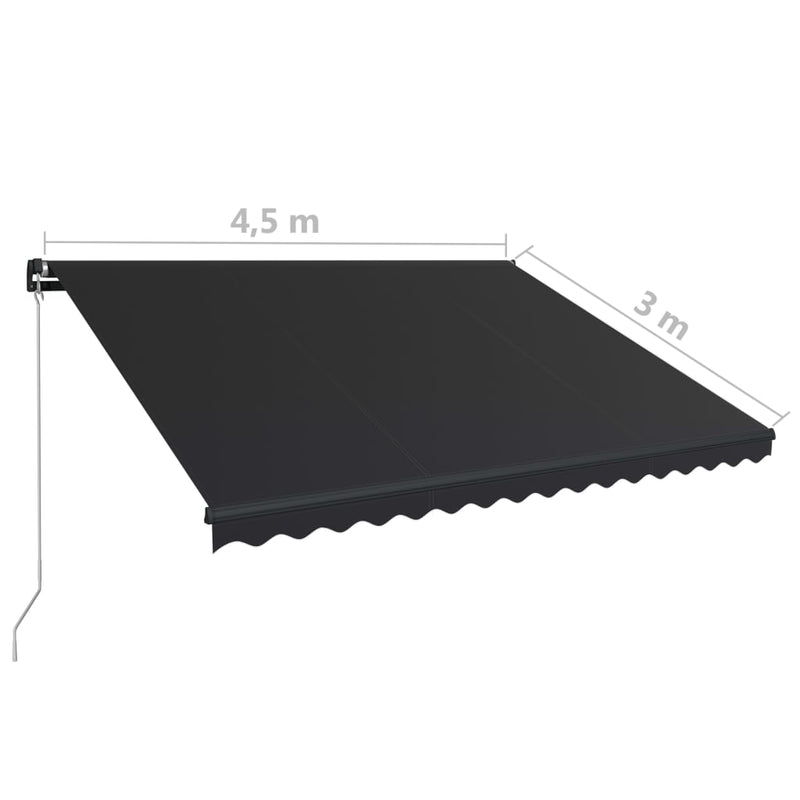 vidaXL antracitszürke kézzel behúzható napellenző 450 x 300 cm
