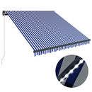 vidaXL kék és fehér kézzel kihúzható LED-es napellenző 350 x 250 cm