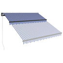 vidaXL kék és fehér kézzel kihúzható LED-es napellenző 350 x 250 cm