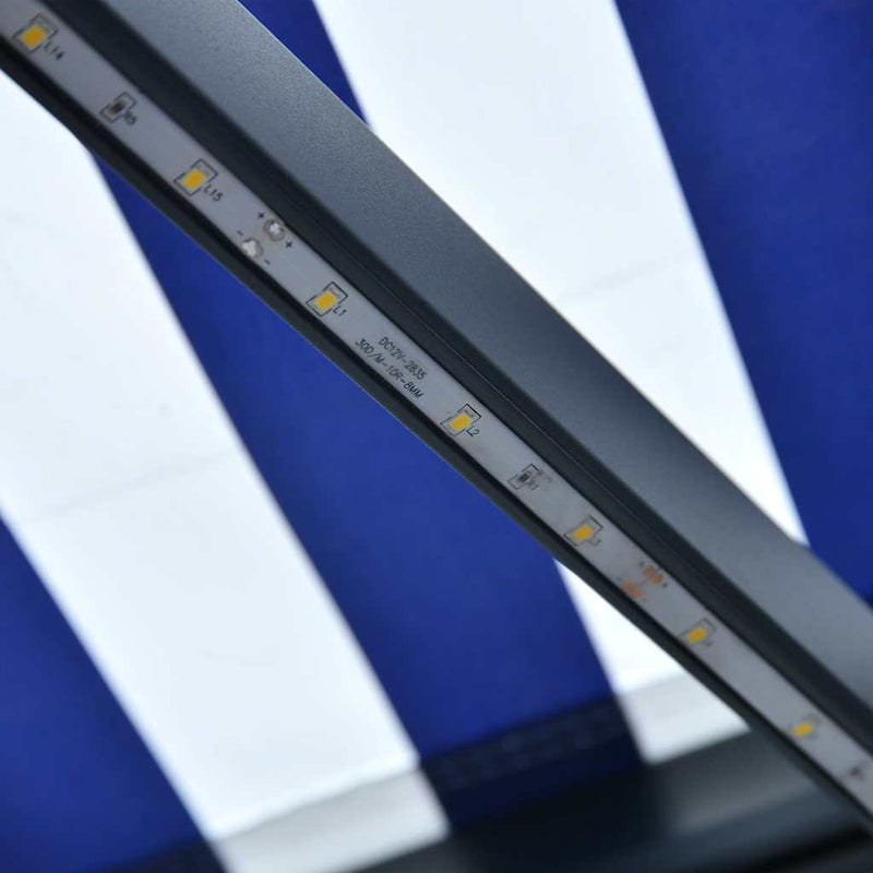 vidaXL kék és fehér szélérzékelős és LED-es napellenző 500 x 300 cm