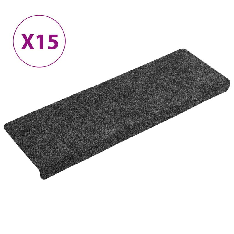 vidaXL 15 db tűvel lyuggatott szürke szövet lépcsőszőnyeg 65x21x4 cm