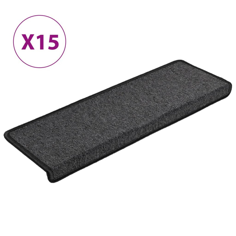 vidaXL 15 db antracitszürke lépcsőszőnyeg 65x21x4 cm