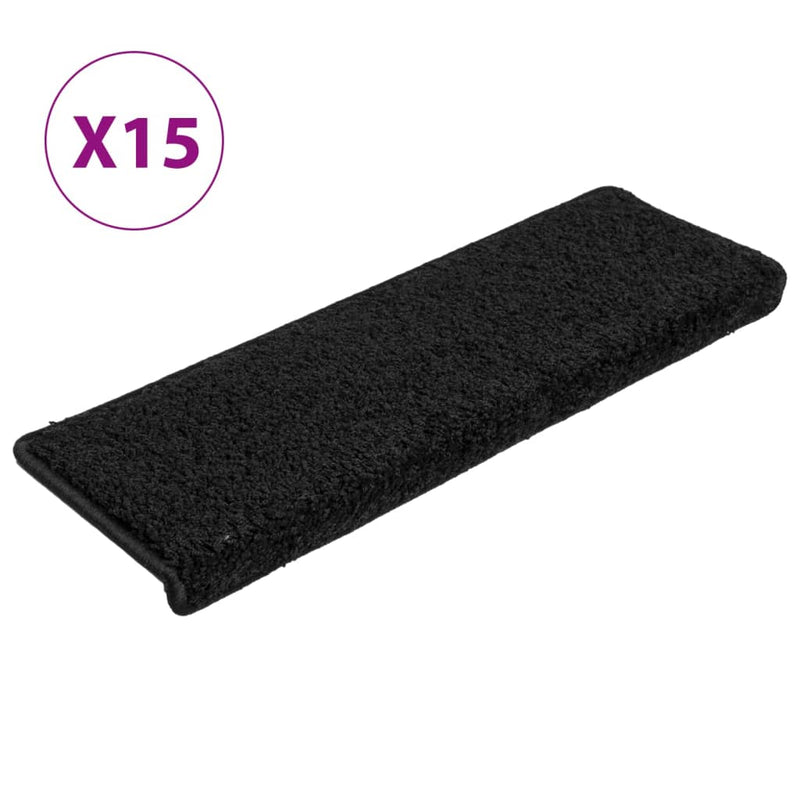 vidaXL 15 db fekete lépcsőszőnyeg 65x21x4 cm