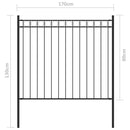 vidaXL fekete acél kerti kerítés 1,7 x 0,8 m