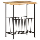 vidaXL tömör mangófa és acél újságtartó 40 x 30 x 50 cm