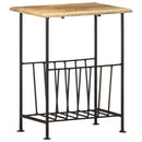 vidaXL tömör mangófa és acél újságtartó 40 x 30 x 50 cm