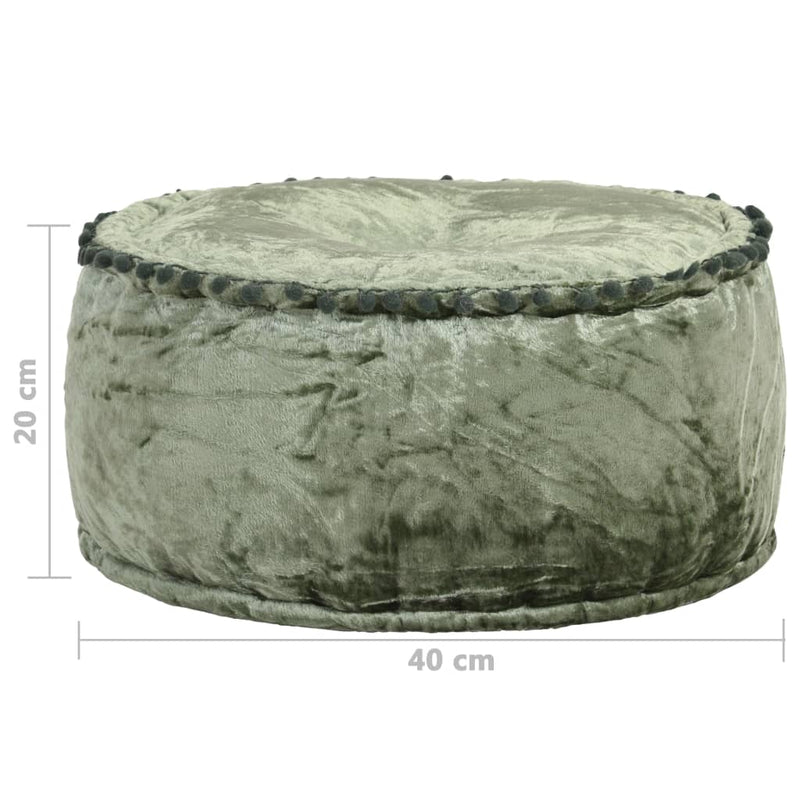 vidaXL zöld kerek bársony puff 40 x 20 cm