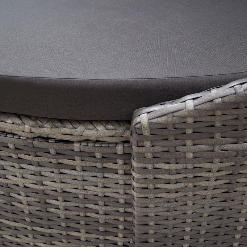 vidaXL szürke polyrattan kültéri napozóágy napellenzővel