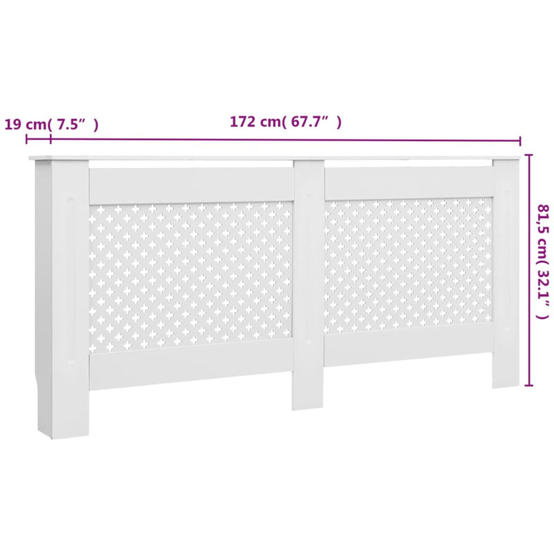 vidaXL 2 db fehér MDF radiátorburkolat 172 x 19 x 81,5 cm