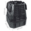 vidaXL fekete kerti komposztáló 93,3 x 93,3 x 113 cm 740 l