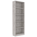vidaXL 5-szintes betonszürke szerelt fa könyvszekrény 60 x 24 x 175 cm