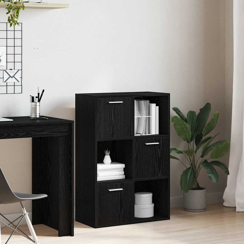 vidaXL fekete szerelt fa tárolószekrény 60 x 29,5 x 90 cm