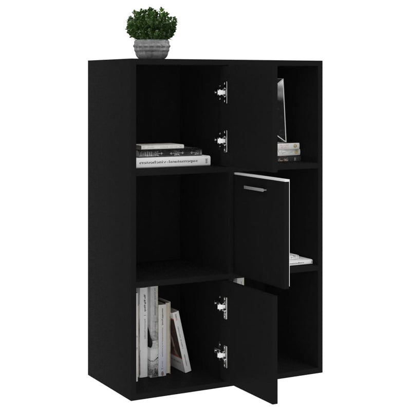 vidaXL fekete szerelt fa tárolószekrény 60 x 29,5 x 90 cm