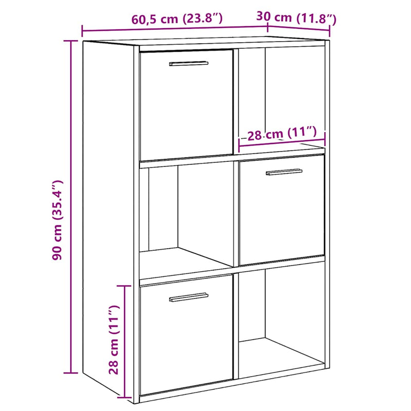 vidaXL fekete szerelt fa tárolószekrény 60 x 29,5 x 90 cm