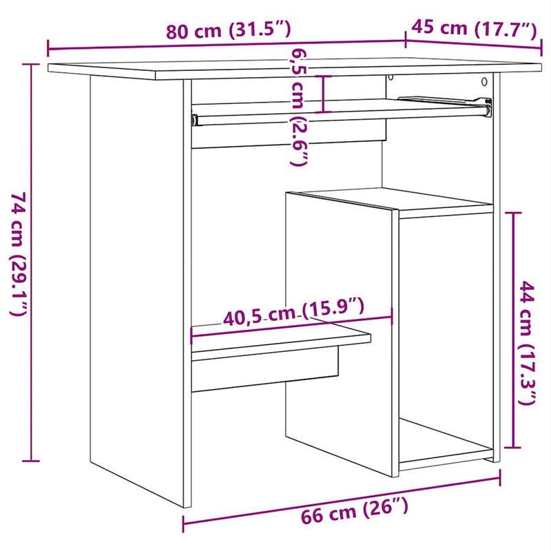 vidaXL magasfényű fehér szerelt fa íróasztal 80 x 45 x 74 cm