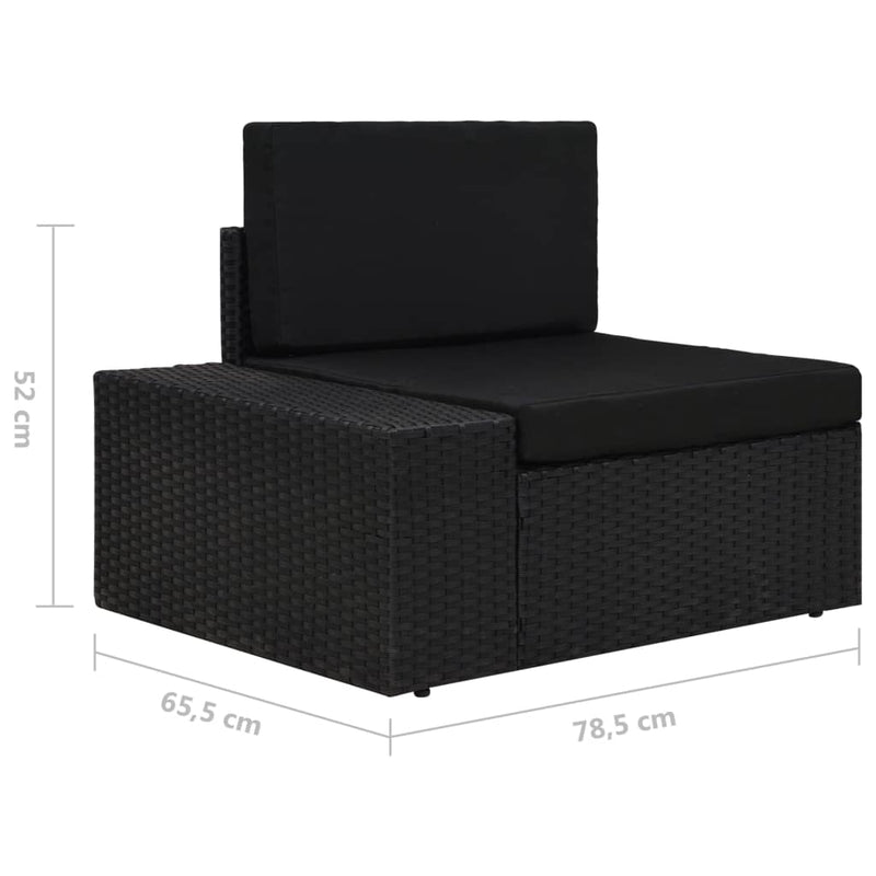 vidaXL fekete polyrattan sarokkanapé-elem jobb oldali karfával