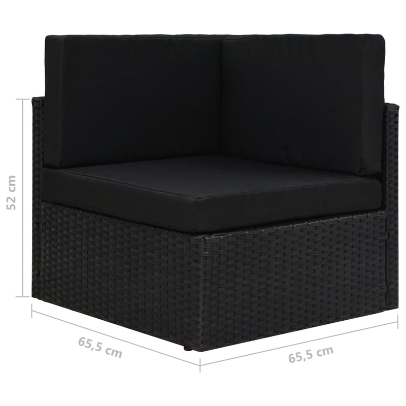 vidaXL fekete polyrattan sarokkanapé-elem