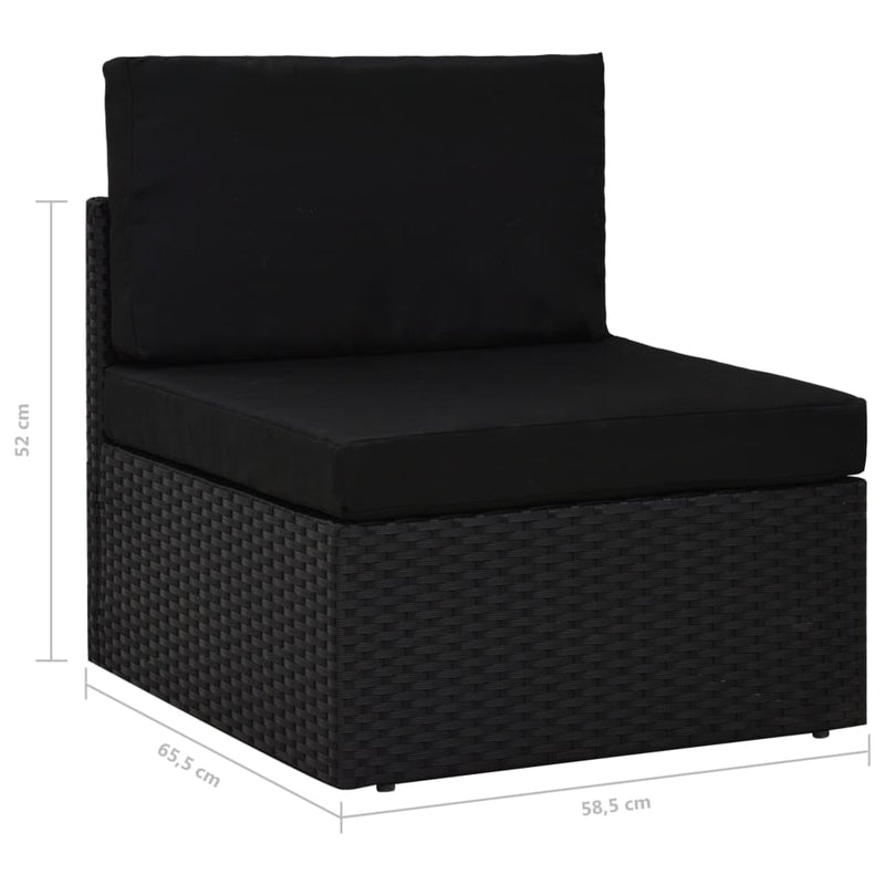 vidaXL 2 részes fekete polyrattan kerti ülőgarnitúra