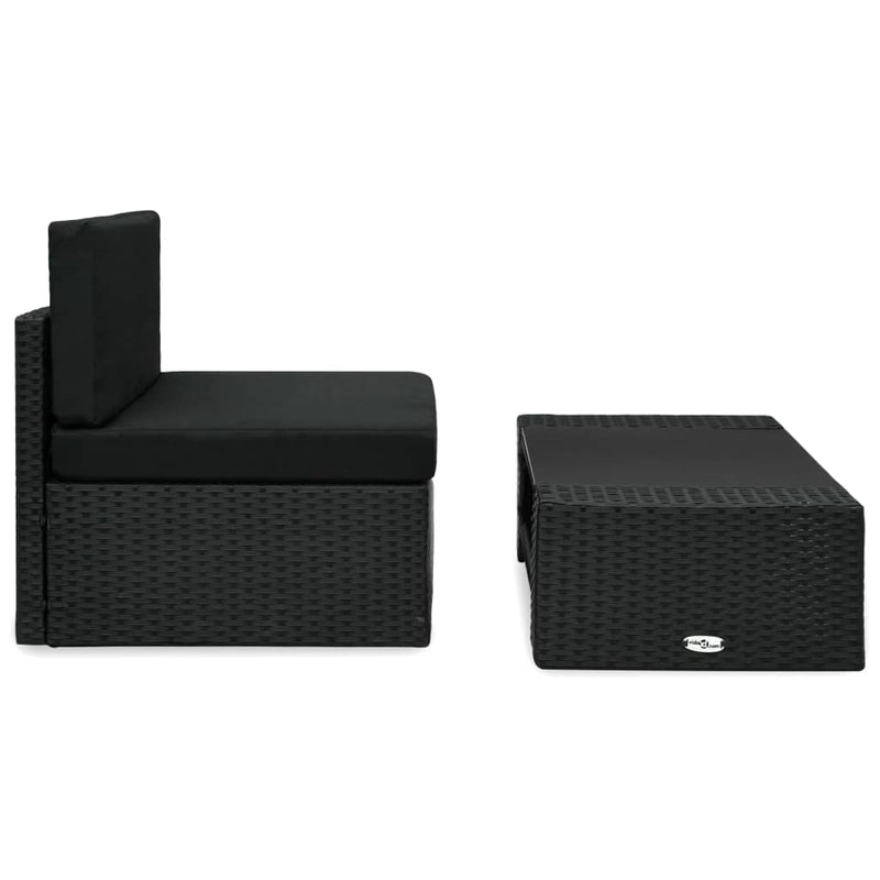 vidaXL 2 részes fekete polyrattan kerti ülőgarnitúra