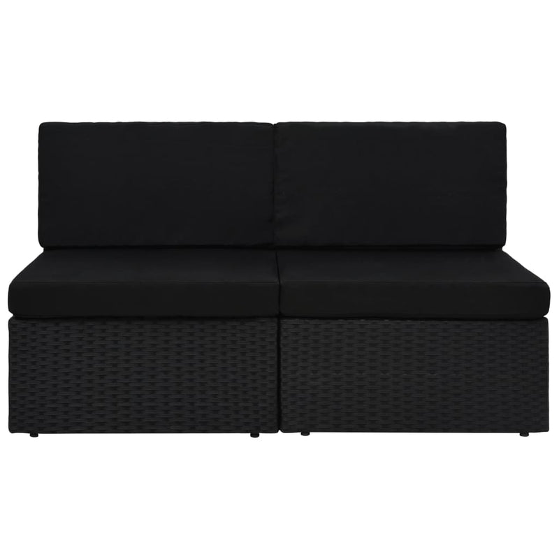 vidaXL 2 személyes fekete elemes polyrattan kanapé