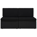 vidaXL 2 személyes fekete elemes polyrattan kanapé