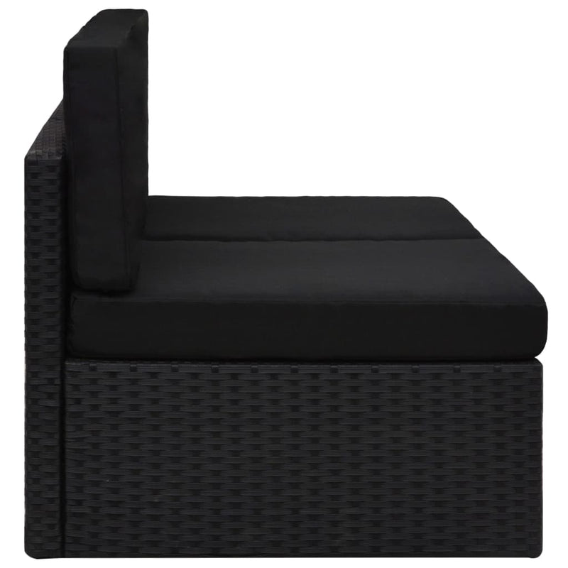 vidaXL 2 személyes fekete elemes polyrattan kanapé
