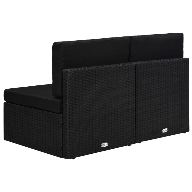 vidaXL 2 személyes fekete elemes polyrattan kanapé