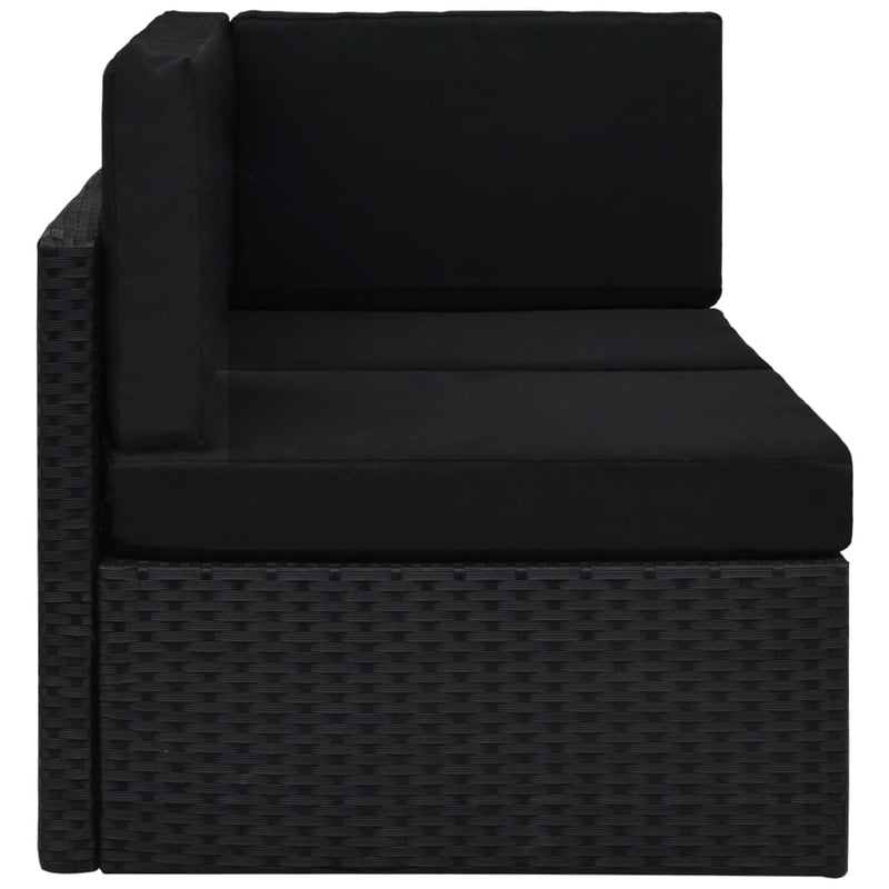 vidaXL 2 személyes fekete elemes polyrattan kanapé