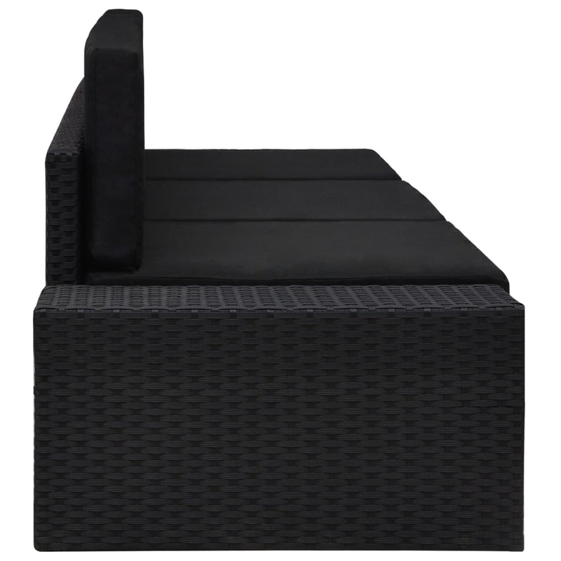 vidaXL 3 személyes fekete elemes polyrattan kanapé