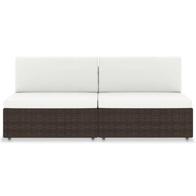 vidaXL 2 személyes barna elemes polyrattan kanapé