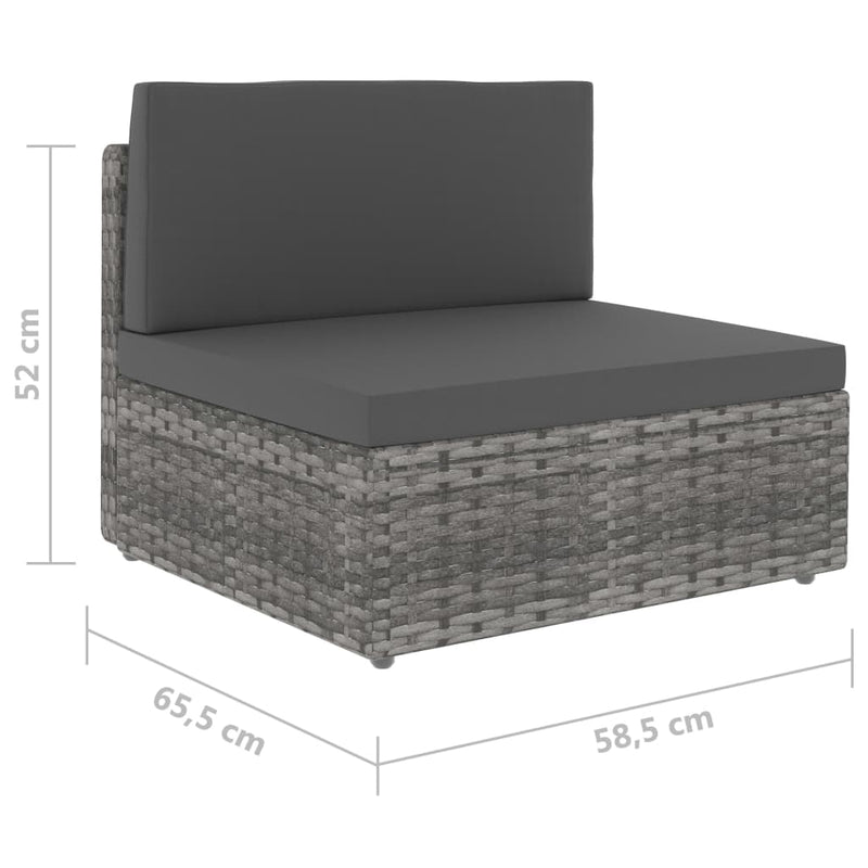 vidaXL szürke polyrattan középső kanapéelem