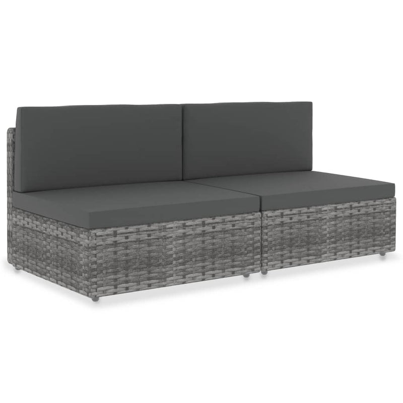vidaXL 2 személyes szürke elemes polyrattan kanapé