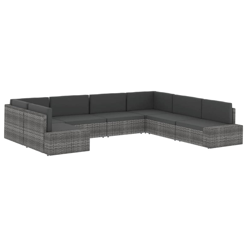 vidaXL 2 személyes szürke elemes polyrattan kanapé