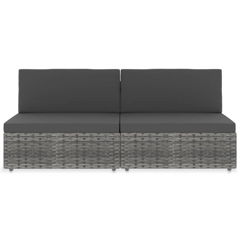vidaXL 2 személyes szürke elemes polyrattan kanapé