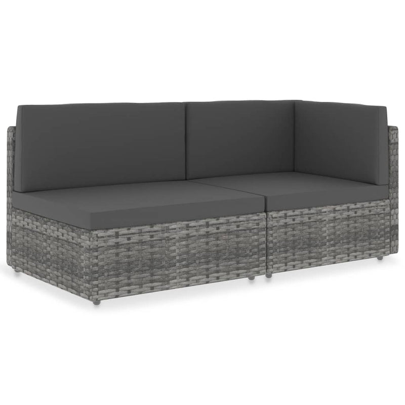 vidaXL 2 személyes szürke elemes polyrattan kanapé