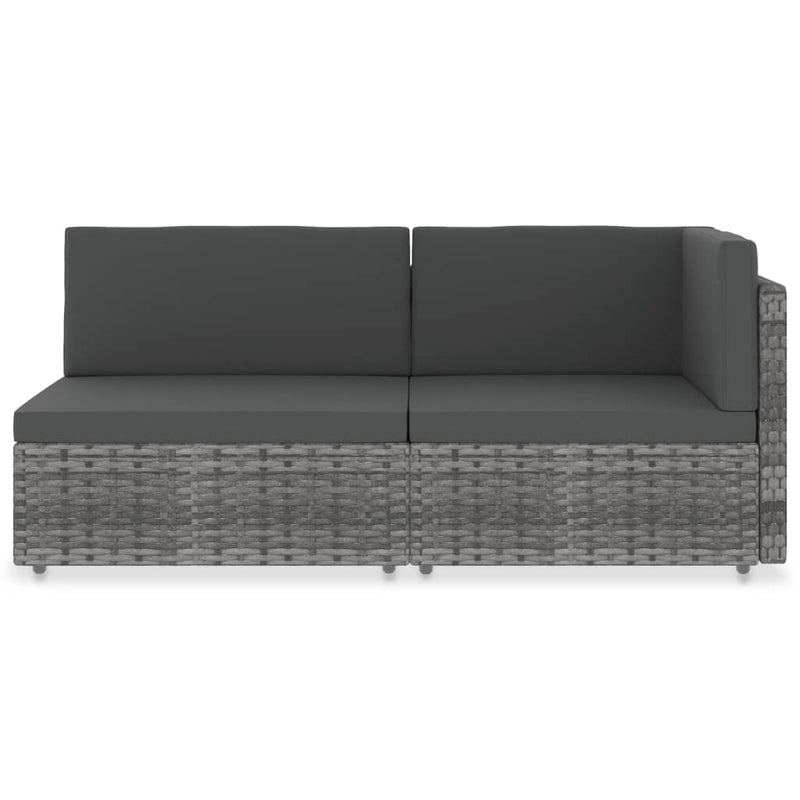 vidaXL 2 személyes szürke elemes polyrattan kanapé