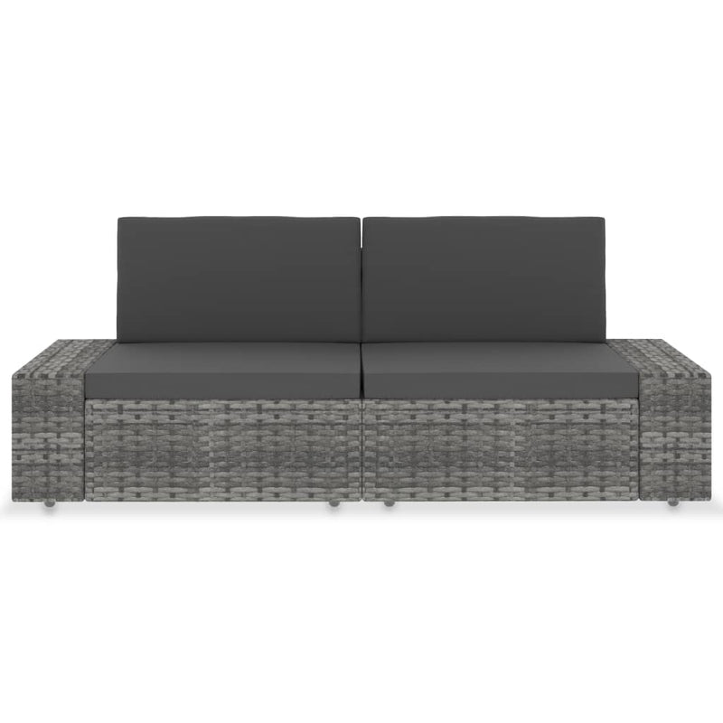 vidaXL 2 személyes szürke elemes polyrattan kanapé