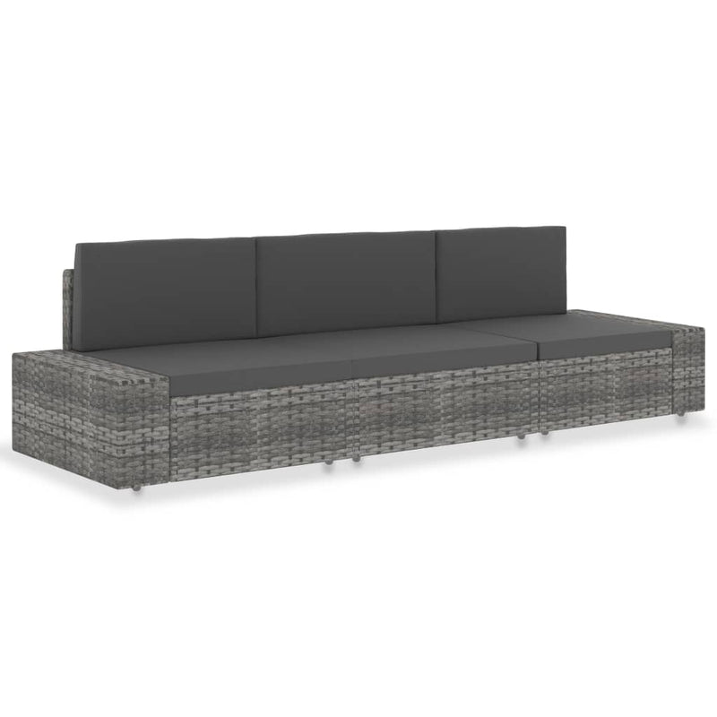 vidaXL 3 személyes szürke elemes polyrattan kanapé
