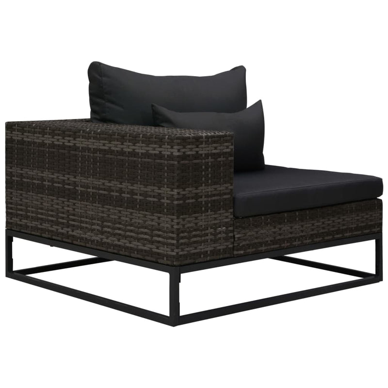 vidaXL 5 részes szürke polyrattan kerti bútorszett párnákkal
