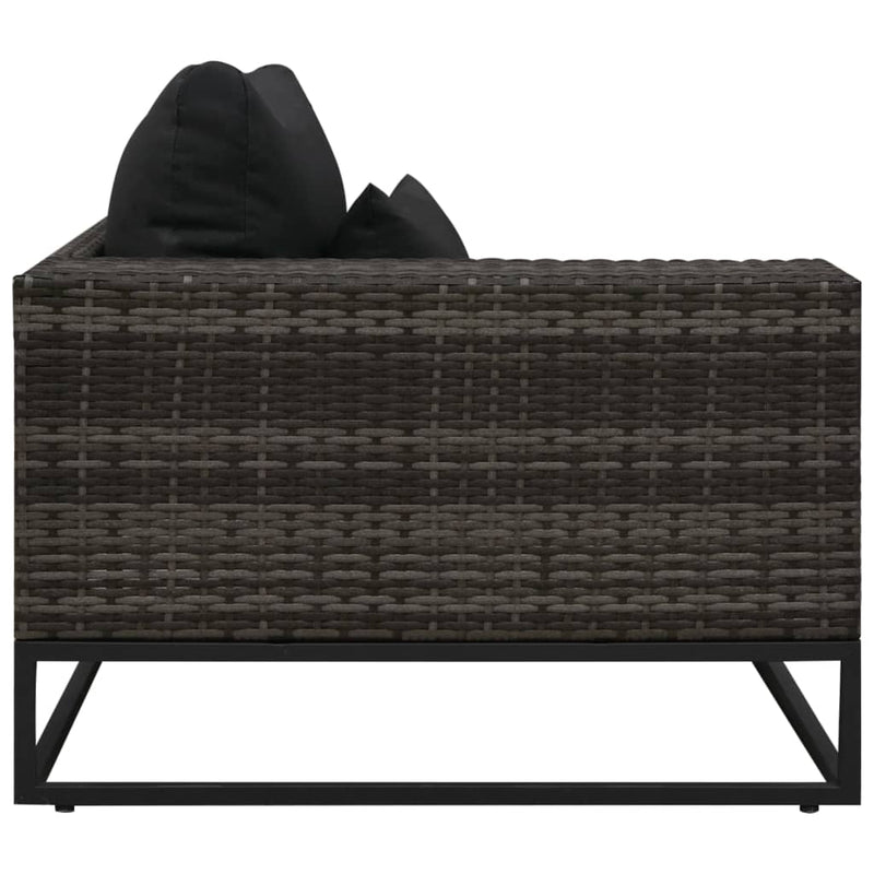 vidaXL 5 részes szürke polyrattan kerti bútorszett párnákkal