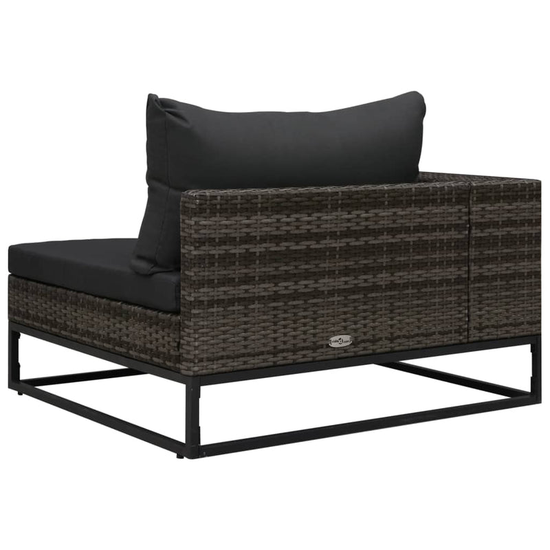 vidaXL 5 részes szürke polyrattan kerti bútorszett párnákkal
